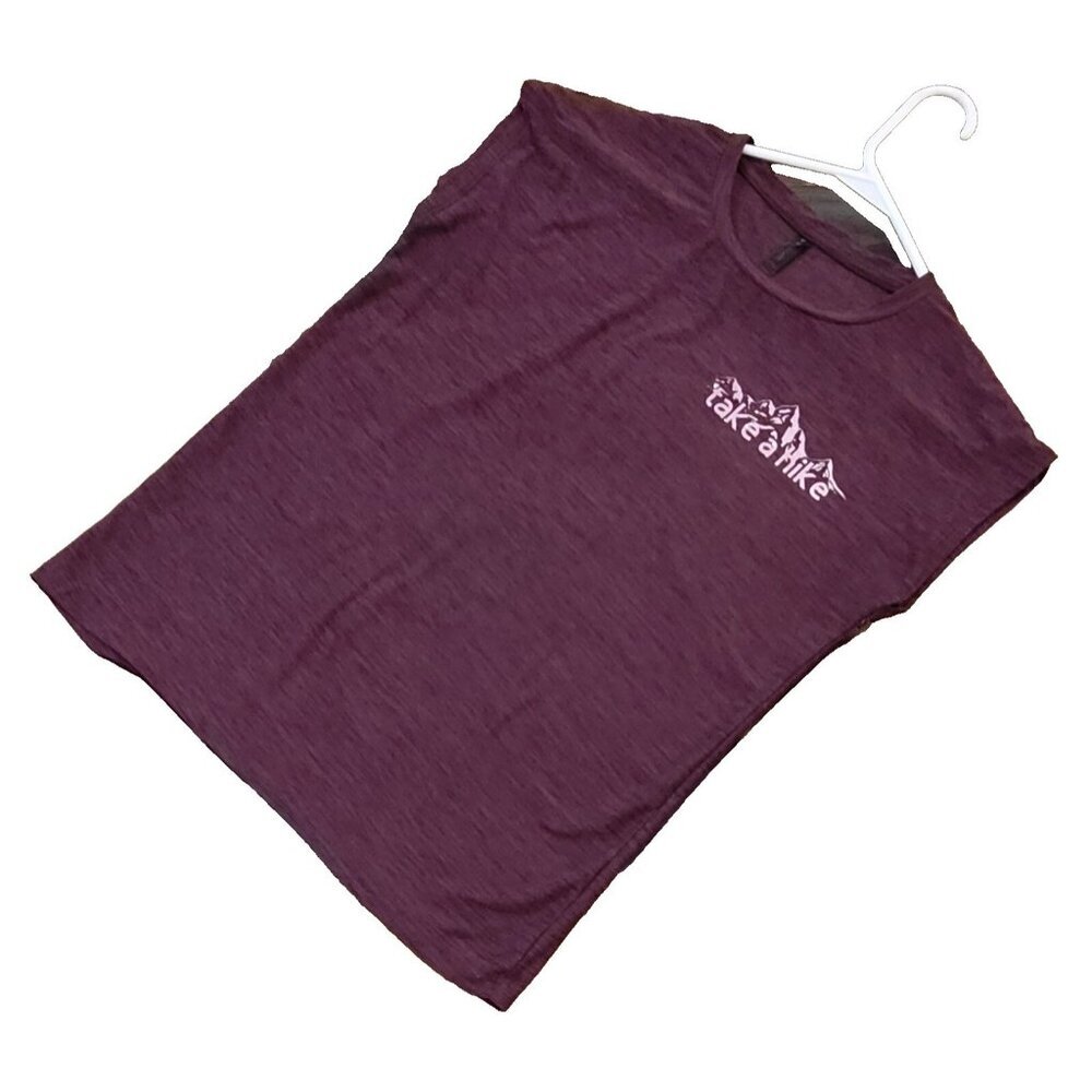Women's Sleeveless Pure & Simple Purple Shirt Take a Hike Glitter logo Size XS